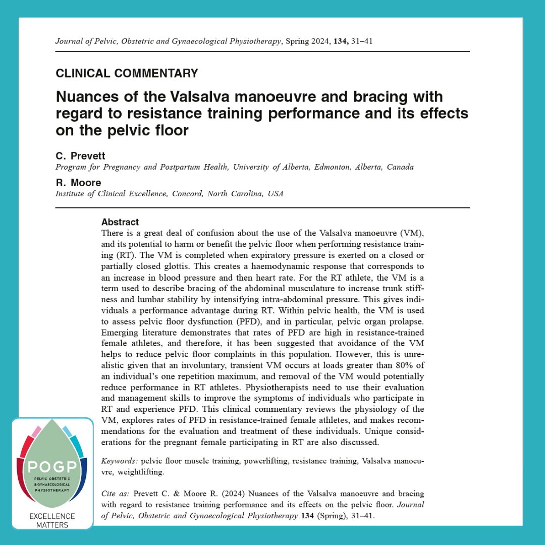 JPOGP's tweet photo. We hope you are all enjoying the latest edition of the POGP Journal! ⭐
Here's another look into this edition - "Nuances of the Valsalva manoeuvre and bracing with regard to resistance training performance and its effects on the pelvic floor"
#pogp #jpogp #lastestedition https://t.co/GNDm58vMWK
