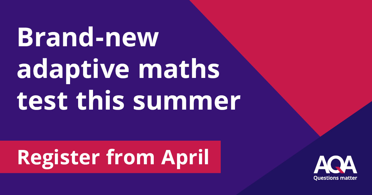 📅 Save the date 📅 Discover what students need to focus on to support their learning with our brand-new adaptive maths test available from this summer. Find out more here> aqa.org.uk/adaptive-maths…