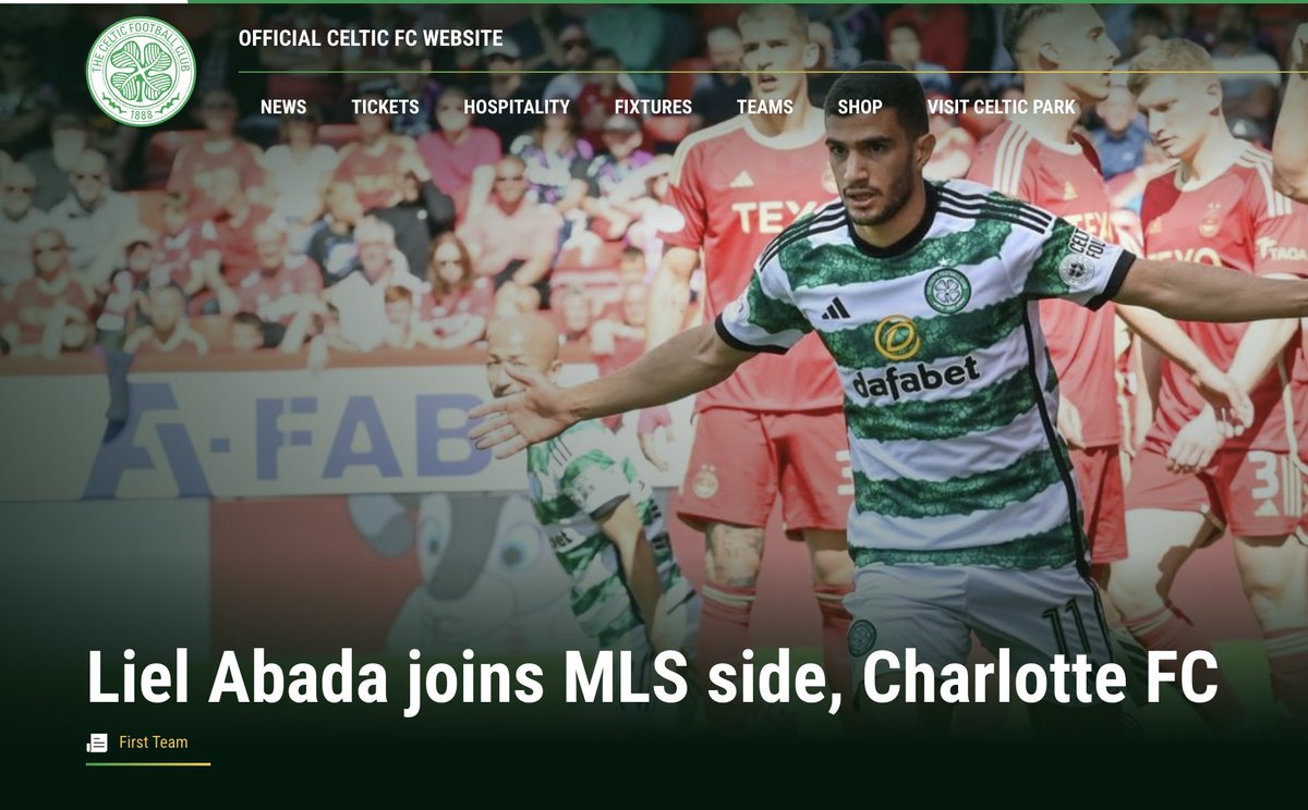 BenGreenJeru's tweet photo. More shameful behaviour from the Judenrein club!

Celtic announced the departure of Liel Abada to Charlotte FC at 22:13 on Thursday night.

Only on their website.

Nothing from any Celtic social media account. All have posted since then, and all of them have ignored Abada's departure. 

There is no lack of footage of Abada scoring goals for Celtic to show on here. Also some famous goals against Rangers in the Old Firm.

Charlotte FC also paid £10m for Abada. 

How is this acceptable? What are @CelticFC scared of?

"Victory to the Resistance", "End Zionism" and now not even a farewell message on social media.

Disgraceful.