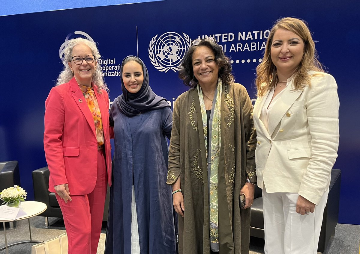 SweAmbKSA's tweet photo. On #IWD2024 panel with these top leaders sharing perspectives and experiences on inclusion - Nahid Hussein, Deemah Al Yahya and Hajar El Haddaoui. Recognise #diversity and #InvestInWomen to accelerate progress. 🙏🙏 @UN_SaudiArabia and @dcorg for hosting! https://t.co/15WefP3Dl3
