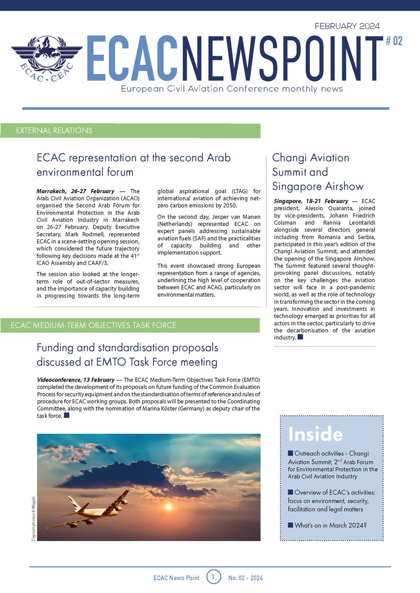Read the latest happenings from #ECACceac's February meetings in the monthly News Point! Get insights into current discussions & decisions. Don't miss out on staying informed! ✈️ ecac-ceac.org/images/news/ne…