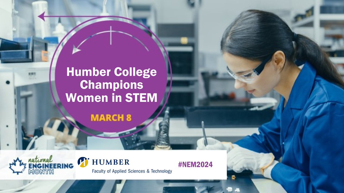Join us over @NEMOntario as we host a #TwitterTakeover in celebration of #IWD2024! #HumberFAST is a proud partner of #NEM2024 and we look forward to engaging with and supporting the Canadian #engineering community. Come visit us!