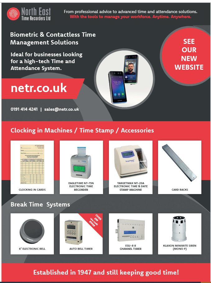 NORTH EAST TIME RECORDERS ADVERTISING WITH IEM
BIOMETRIC & CONTACTLESS TIME MANAGEMANT SOLUTIONS
@netimerecorders
#time #attendancemanagement #biometrictimeclock #clocks