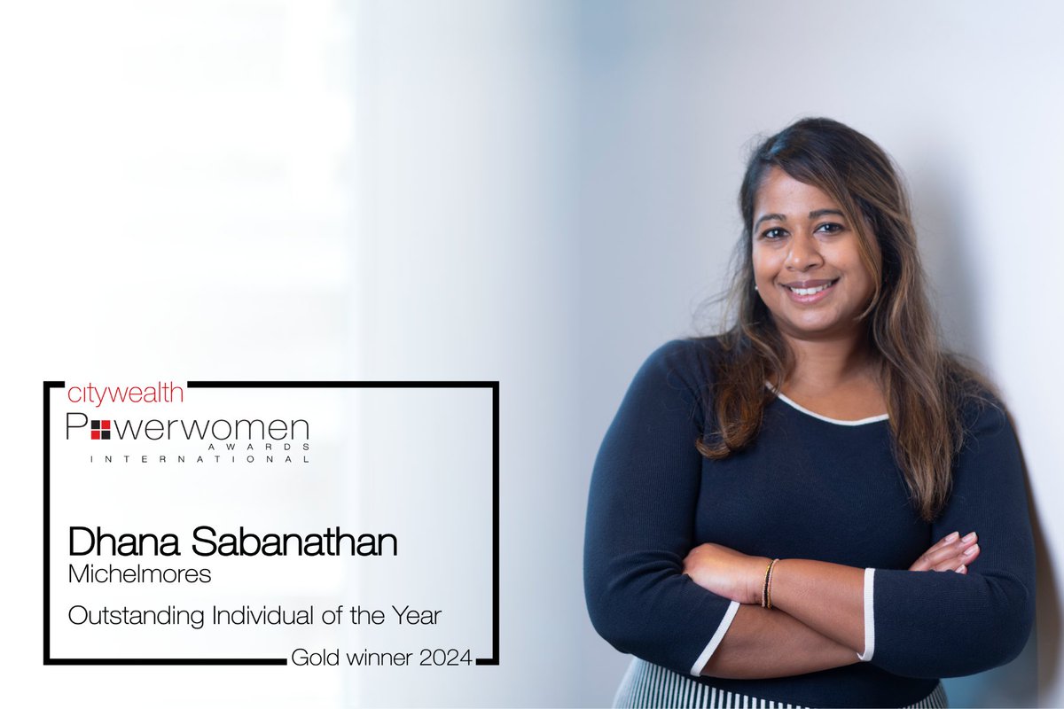 Congratulations to Dhana Sabanathan, a Partner in #Michelmores' Tax, Trusts & Succession team in London, for winning Gold in the ‘Outstanding Individual of the Year’ category at @Citywealth’s Powerwomen Awards 2024. Read more about the win here 👉 michelmores.com/tax-news/miche…