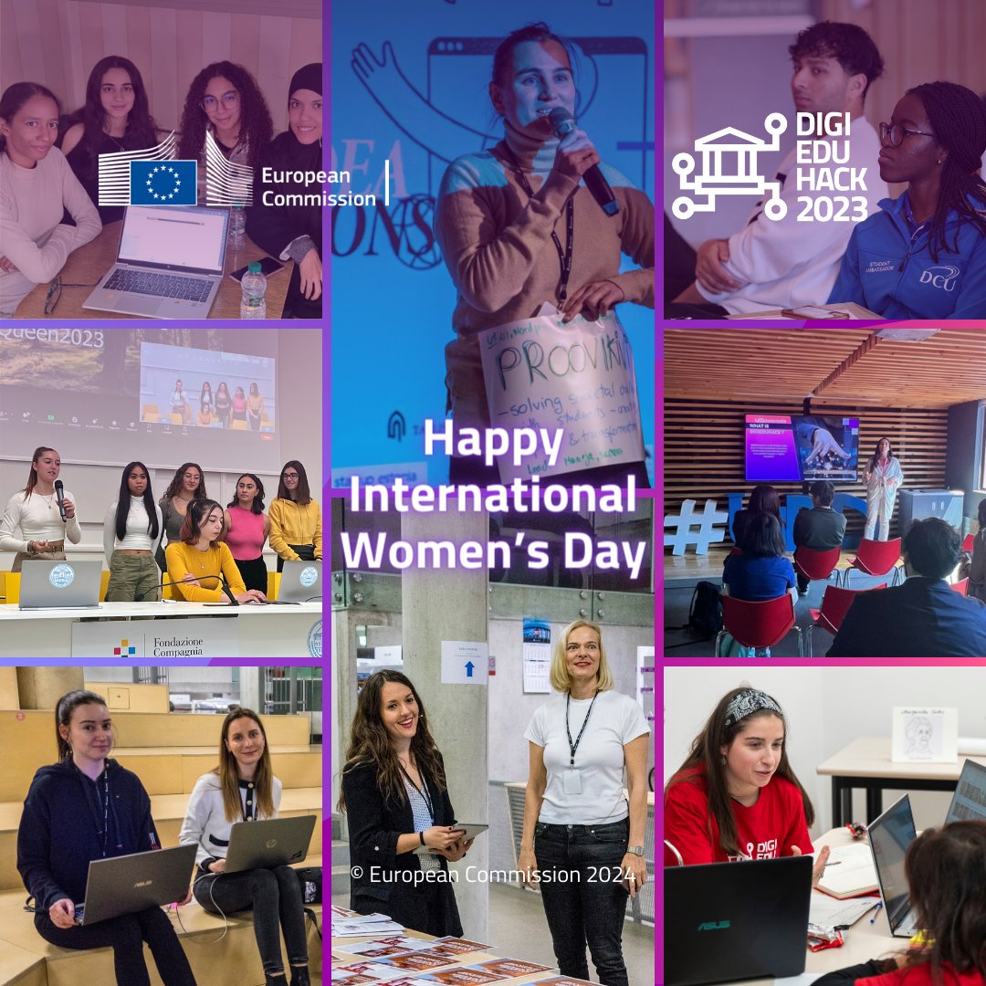 ✨ On #InternationalWomensDay, let's celebrate the women who inspire us! In the #DigiEduHack world, we look at the teachers, hosts, mentors, to our incredible participants. You're paving the way for future generations. 👩‍🔬 #IWD #GenderEquality #Education #EUDigitalEducation