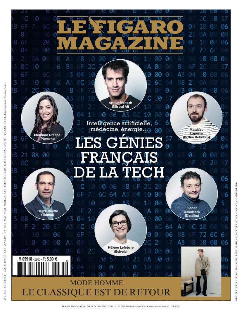 Hier je parlais de @pollenrobotics pépite française de la robotique qui est en train de conquérir sa place au niveau mondial. Joie aujourd’hui de voir leur CEO en couverture sur @Le_Figaro dans un numéro qui veut rompre avec le pessimisme 🤩🤖