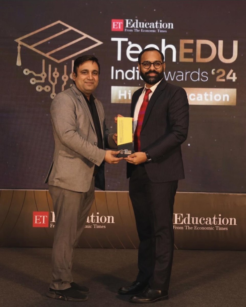 bitspilaniindia's tweet photo. #BITSPilani is glad to announce it’s success at the 24th ceremony of The Economic Times Education TechEDU India Awards, where it was awarded in the following categories:

🥇 #Gold Award: Recognized for "Outstanding Implementation of Technology in an Engineering Institute of India". The award was received by Dr. Ashish Bharadwaj, Dean of BITS Law School, Mumbai, on behalf of the institution.

🥇 #Gold Award: Awarded for "Distinguished Digitally Integrated Incubation & Accelerator Program". Mr. Sachin Arya, Head of Technology Business Incubator and Alumni Relations at BITS Pilani, accepted the award.

🥈 #Silver Award: Acknowledged for "Best Use of Technology in Training & Placement". On behalf of the Placement unit and the institution, the Chief Placement Officer, Mr. Balasubramanian .G, received this award.

Congratulations to all involved in these remarkable achievements! 

#ETTechEDUAwards #BITSPilani #Innovation #Excellence