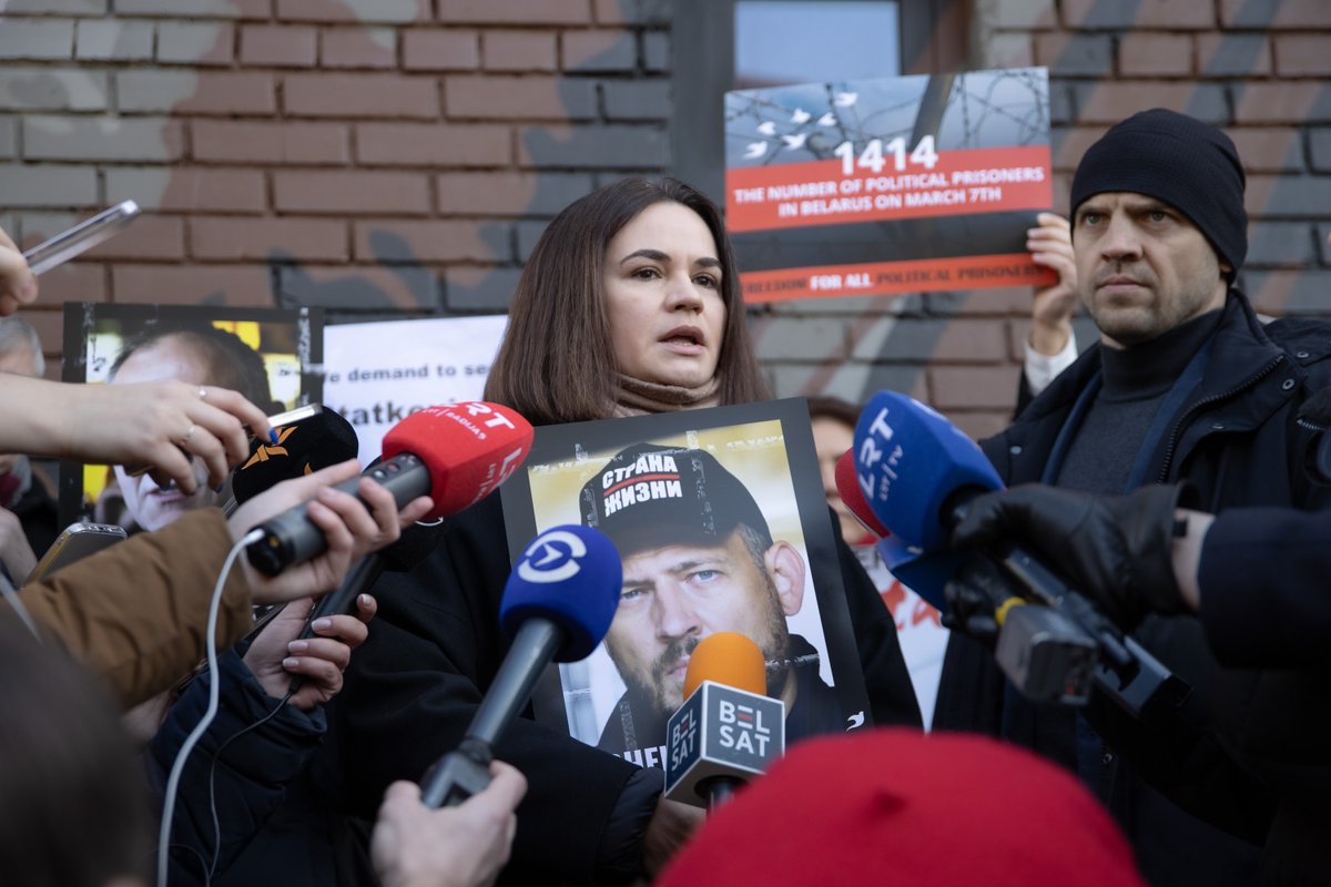For a year, my husband Siarhei has been deprived of contact with the outside world. Many other political prisoners are being kept incommunicado by the #Belarus regime. Today, I called on the international community to make every effort to help them &amp; secure their urgent release.