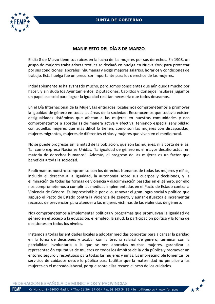AytoAbla's tweet photo. 🟣DÍA INTERNACIONAL DE LA MUJER.
📄Con motivo del Día Internacional de la Mujer se ha leído esta mañana el manifiesto de la Federación Española de Municipios y Provincias, renovando un año más, el compromiso de promover la igualdad de género.
#8M
#Abla
#Almeria
#DiaDeLaMujer https://t.co/M34atcGMeV