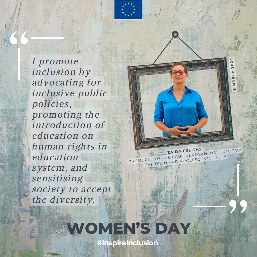 EU in CV (@euincv) on Twitter photo Happy #InternationalWomensDay
Zaida Freitas, President of the Cabo Verdean Institute for Children and Adolescents – ICCA
Gender equality is a core principle of the EU.
#InspireInclusion #IWD2024
<a href="/eu_eeas/">European External Action Service - EEAS 🇪🇺</a> Happy #InternationalWomensDay
Zaida Freitas, President of the Cabo Verdean Institute for Children and Adolescents – ICCA
Gender equality is a core principle of the EU.
#InspireInclusion #IWD2024
<a href="/eu_eeas/">European External Action Service - EEAS 🇪🇺</a>