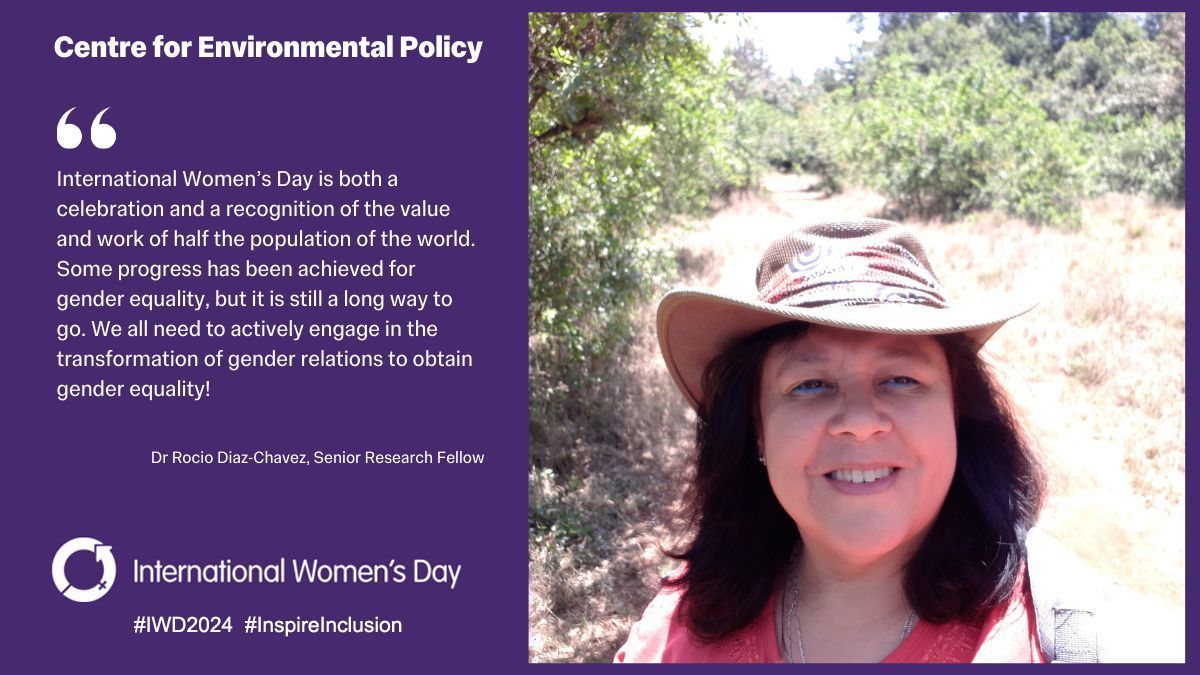 Centre for Environmental Policy, Imperial (@ic_cep) on Twitter photo πβοΈ Today, on #IWD2024, let's celebrate the invaluable contributions of women worldwide while recognising the ongoing journey towards gender equality. Dr <a href="/RocioDiazChave5/">Rocio Diaz-Chavez</a> reminds us that we all play a role in transforming gender relations for a more equitable future. πβοΈ Today, on #IWD2024, let's celebrate the invaluable contributions of women worldwide while recognising the ongoing journey towards gender equality. Dr <a href="/RocioDiazChave5/">Rocio Diaz-Chavez</a> reminds us that we all play a role in transforming gender relations for a more equitable future.