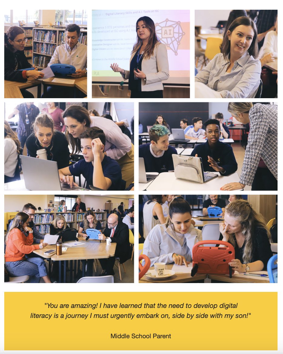 ISCinnovation's tweet image. ISC #ParentLearningAcademy this week was about how we use #AI to develop #HumanIntelligence. Congrats to the facilitators Mr. Gus @iLearnDSilva Mr. Sandra Ms. Clara and Ms. Sara 🦸🏽‍♀️🦸🏽‍♂️ #ParentED #edtech #innovation #AMISA #leadership