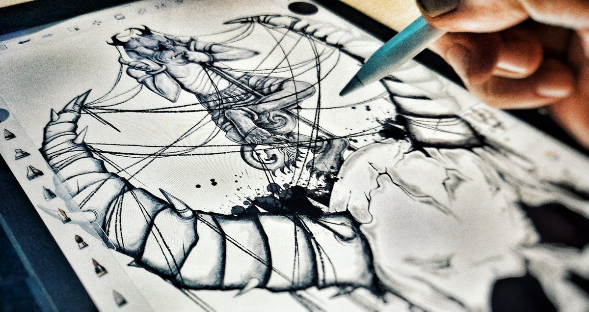 rehAkar's tweet photo. Siāh-Qalam ✍️ 

#siyahkalem #sketchbook #sketchofthenight #skull #drawing #inking #sketching #sketchgram #illustration #artwork #artstagram #theiron #musicofthenight #gothic #mystic #workinprogress #sketch #draw #ink #ipad #applepencil #doodle #detail https://t.co/yGkmMDlCoO