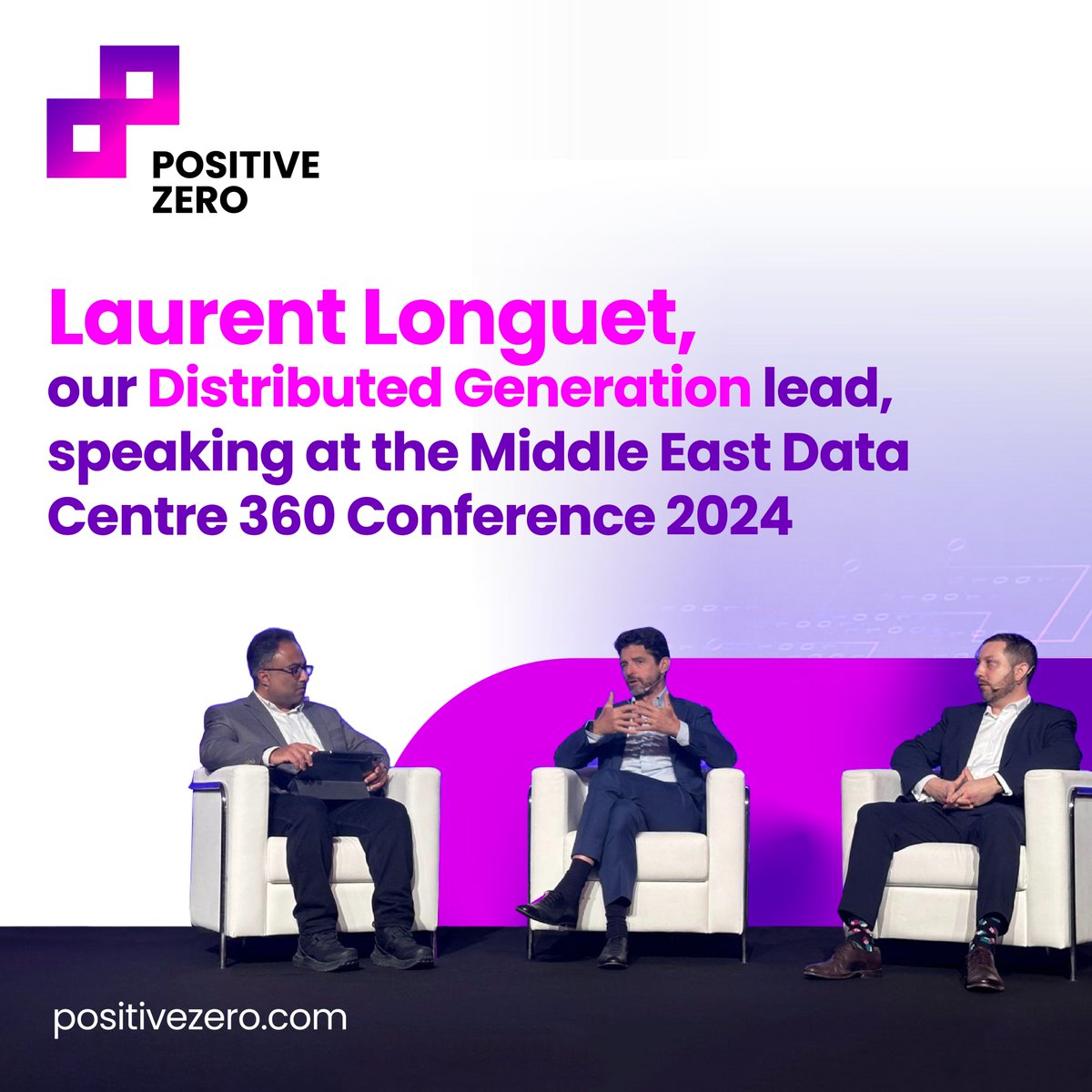 positivezerohq's tweet photo. Laurent Longuet, CEO of @SirajPower, a #PositiveZero company, Positive Zero's distributed generation vertical, spoke yesterday at the Middle East Data Centre 360 Conference on the next era of data centre designs and operations in the Middle East region.
#TakeCharge https://t.co/vqwJNHdUvc