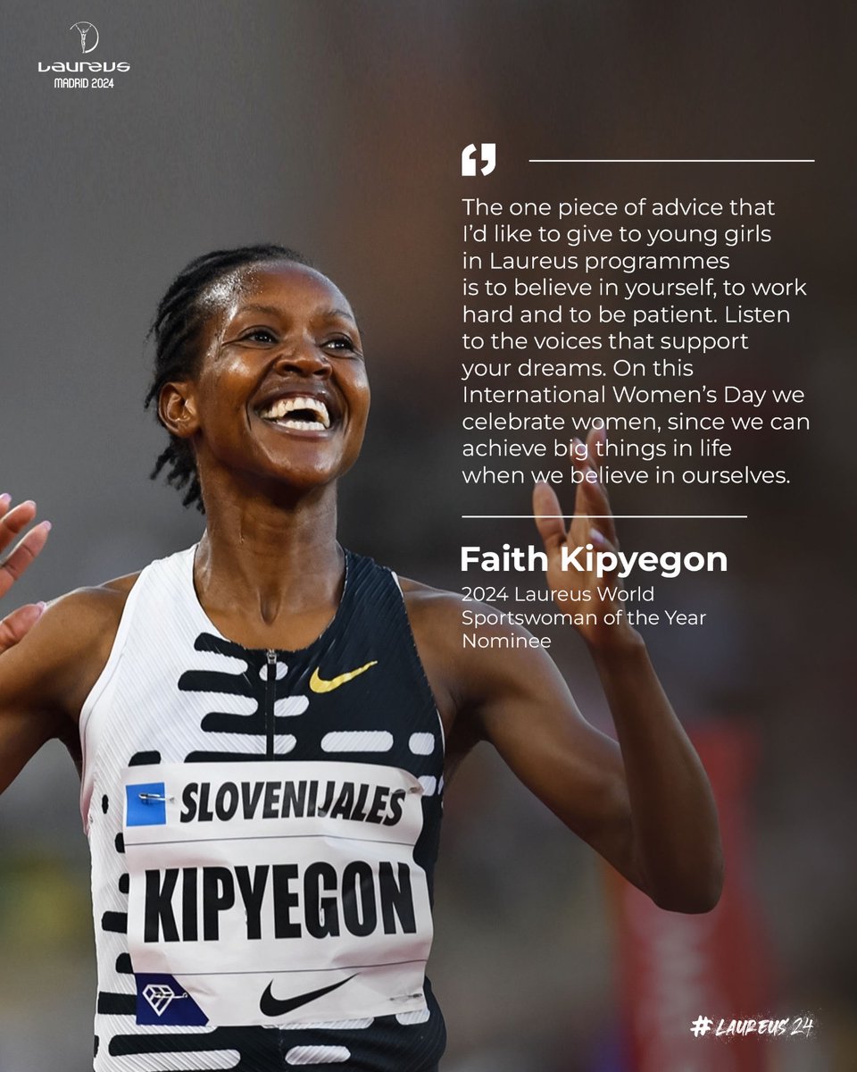 Inspirational words from @Kipyegon_Faith on International Women’s Day ✨

#InternationalWomensDay | #SportForGood | #Laureus24