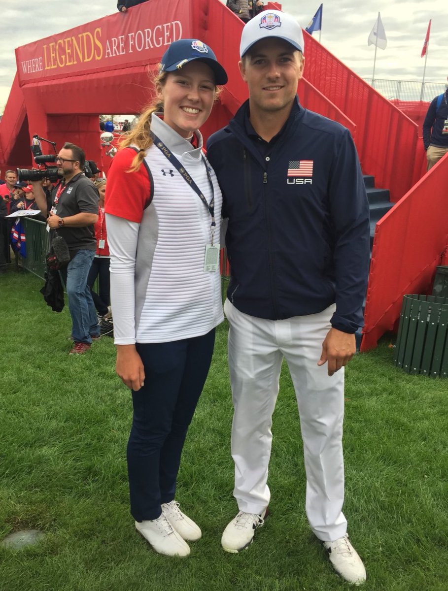 Tune in for the 10am ET marquee group with @JordanSpieth and @XSchauffele on ESPN+. Little throwback pic to 2016 when the Jr Ryder Cup squad got to meet the Ryder Cup team!!