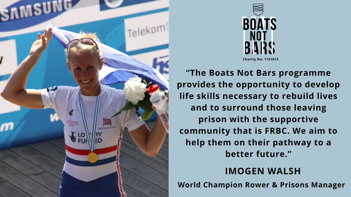 With an estimated 48% of prison leavers reoffending within 1 yr of release, change is needed. Thanks to our funders & to the HMP staff who facilitate the #BoatsNotBars programme on the ground! We are an award-winning #charity that exists to provide #RowingForAll. #PowerOfSport