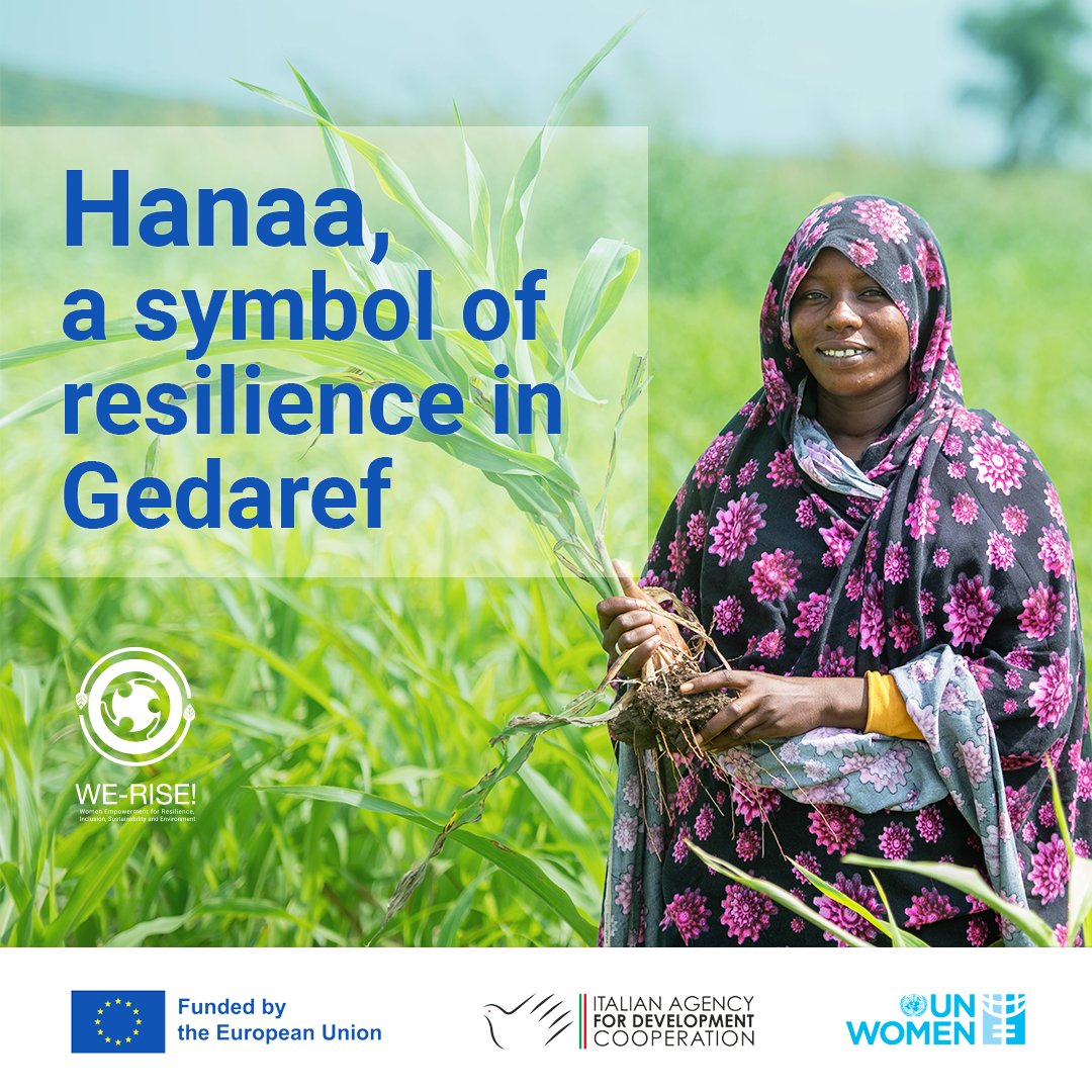 Meet Hanaa, a symbol of resilience in Gedaref, Sudan. Thanks to WE-RISE!, she's cultivating hope amidst conflict and climate change. Read her inspiring story: [shorturl.at/pGN18] #EmpowerWomen #Resilience #SustainableDevelopment #Sudan #AfricaTrustFund #EU_Partnerships