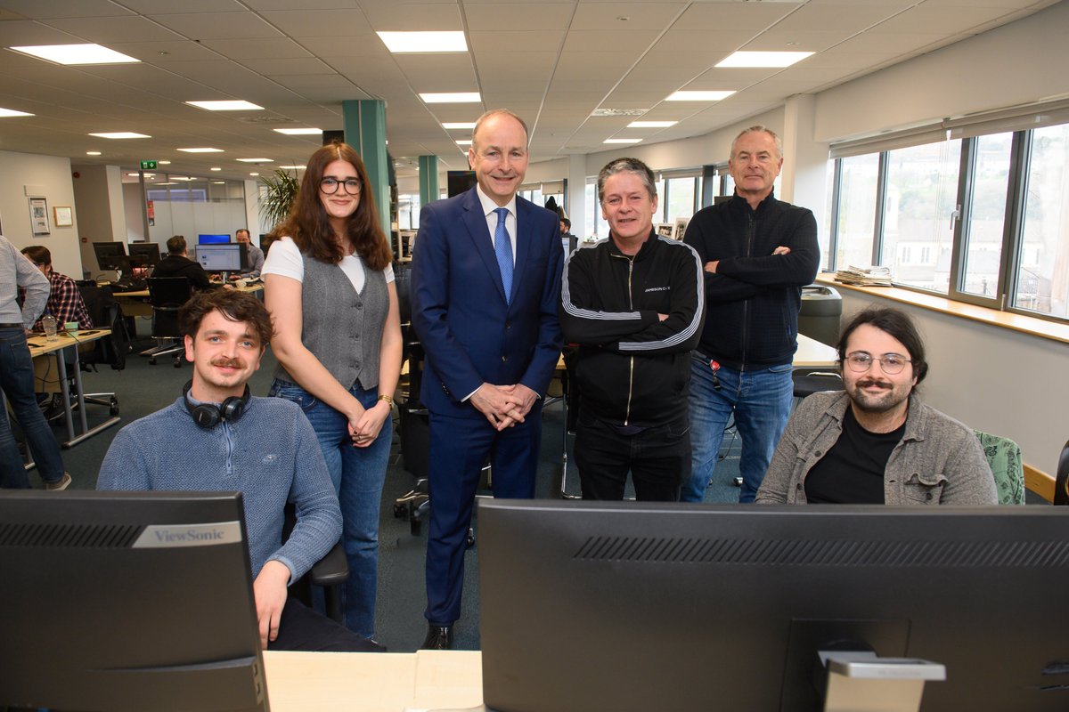 The Visual Media department with Tánaiste Micheál Martin during his visit to the Irish Examiner offices, Linn Dubh, Blackpool, Friday March 8th. 📸 Picture by @lensdan