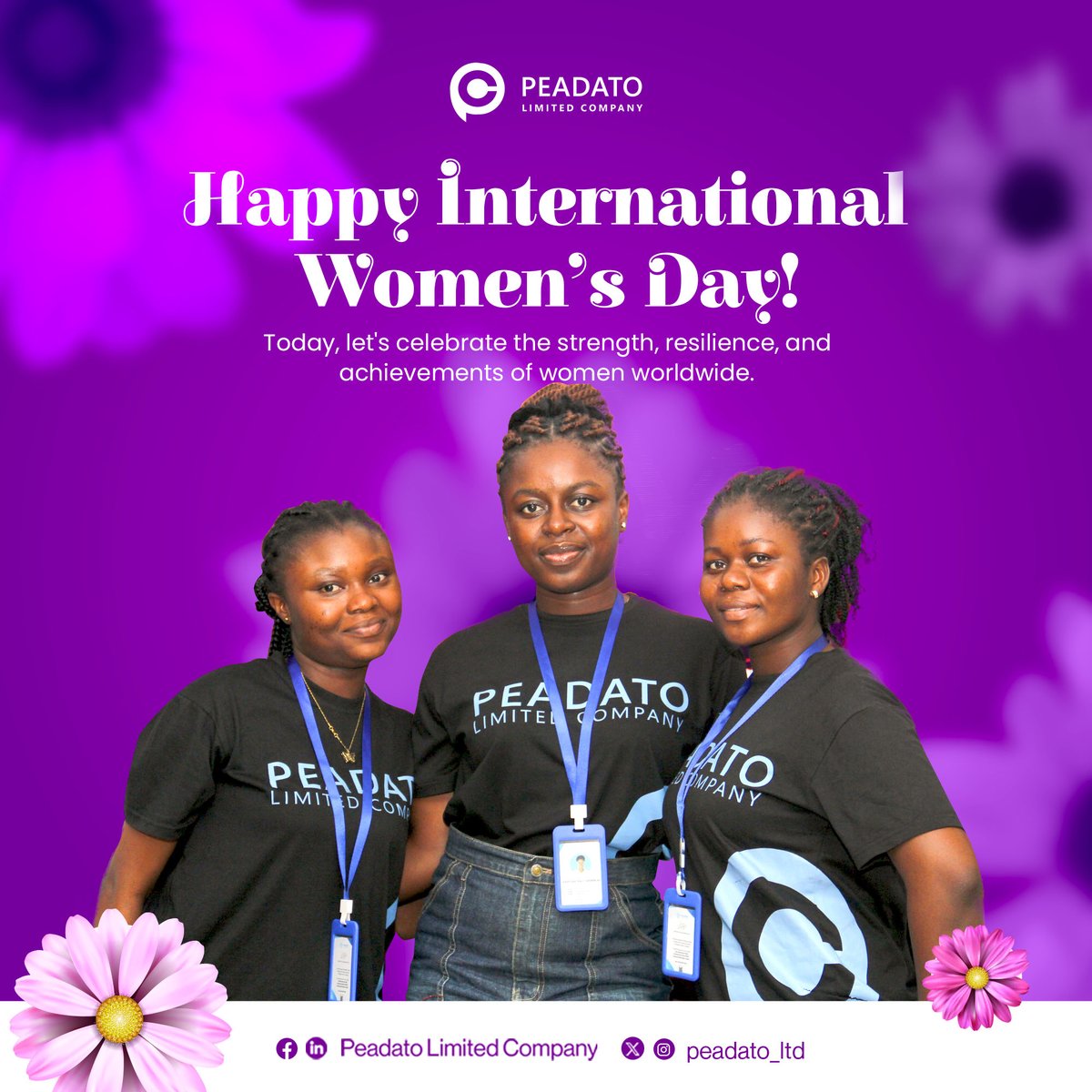 Happy International Women's Day! Celebrating the remarkable achievements and contributions of women worldwide. Empowering, inspiring, and breaking barriers.

#happywomensday 
#peadatolimitedcompany
#peadato
#womenempowerment 
#womenhelpingwomen 
#women 
#investinginwomen