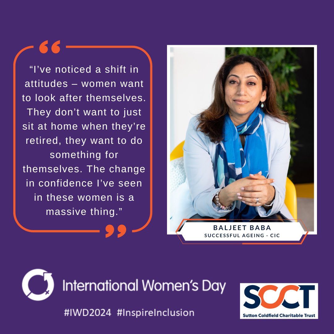 Our 4th post for #IWD2024 introduces Baljeet Baba, the founder and Project Lead of @SuccessfulAge1, which brings together senior citizens, particularly from BAME communities, for activities that aim to improve their wellbeing. Read Baljeet’s story here: tinyurl.com/34rr62rb