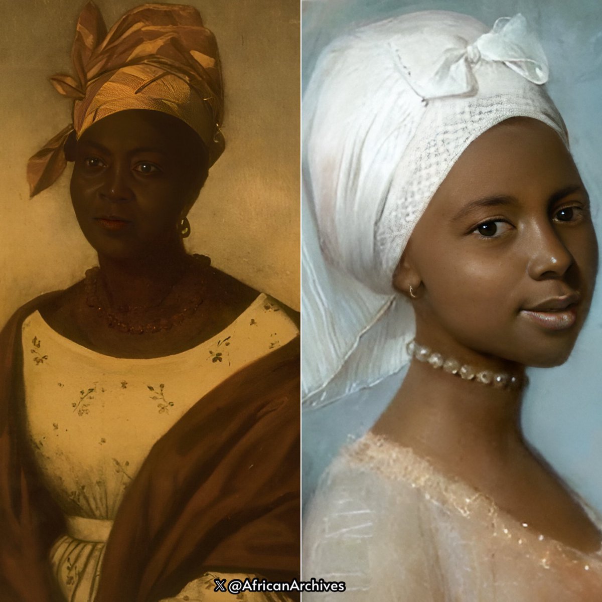AfricanArchives's tweet image. The Tignon laws of the 18th century were laws that banned black women from exposing their natural hair in public. #InternationalWomensDay

Their hairdos was obscuring the status of the white women and this threatened the social stability. The law would control colored women “who…