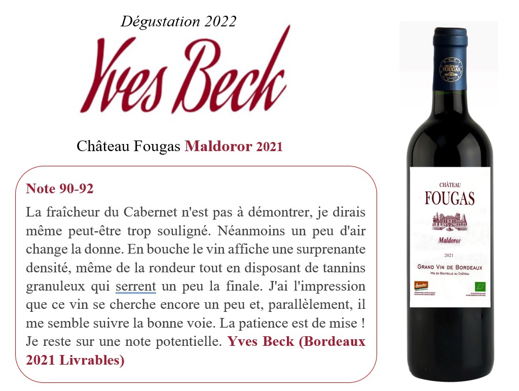 jybechet's tweet photo. 🍷Château Fougas Maldoror 2021

Dégustation Primeurs 2022 par #Yvesbeck Note 90-92 https://t.co/1SBPatbp1q