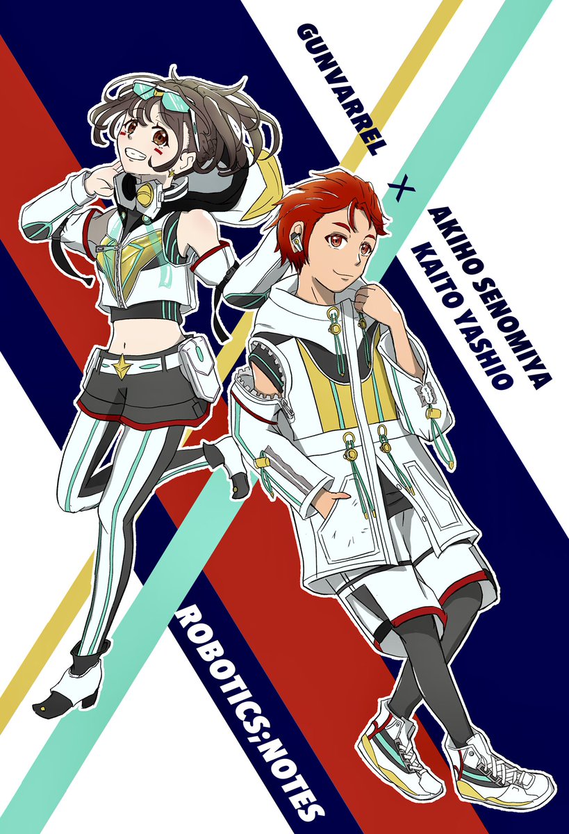 qyamamama197's tweet image. ロボノ　海翔とアキちゃん
八汐くんにもガンヴァレルインスパイア（を目指した）衣装を着てもらいました

ペアルックもかわいいけど　形は違ってテーマは同じみたいなお揃いも好きです