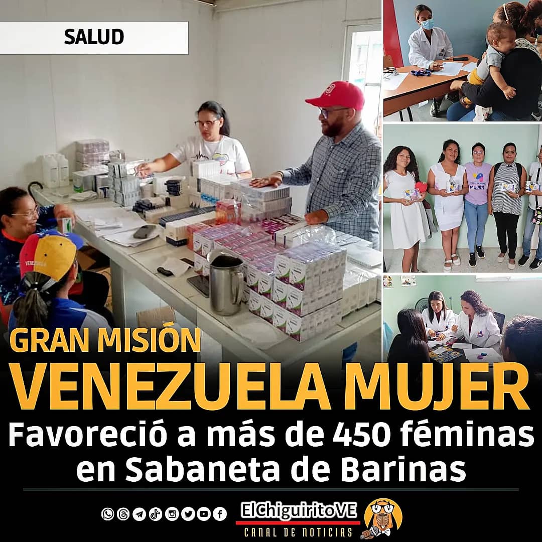 #REGIONALES |
Gran Misión Venezuela Mujer favoreció a más de 450 féminas con jornada de atención integral de salud en Sabaneta, municipio Alberto Arvelo Torrealba de Barinas. 

Ampliar en 👇instagram.com/p/C4QN48wgDil/…
