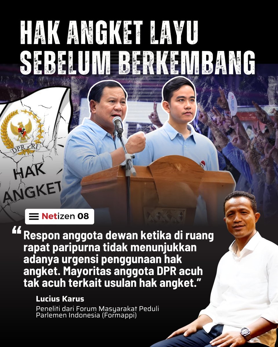 #KeliruHakAngket 
ternyata mayoritas anggota DPR acuh tak acuh loh dengan usulan hak angket.