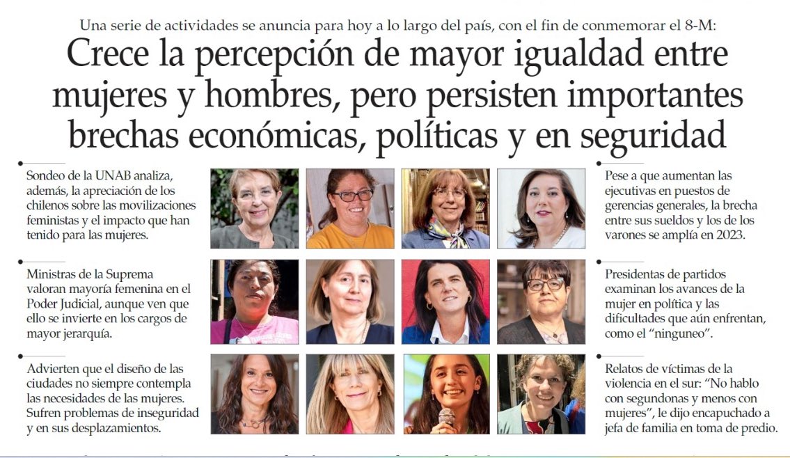 Avances significativos en las últimas décadas para la igualdad de derechos de hombres y mujeres en Chile. Ahora a insistir en las brechas que persisten: Sala Cuna, igual trato en Sociedad Conyugal y tolerancia cero a la violencia
#DíaInternacionalDeLaMujer