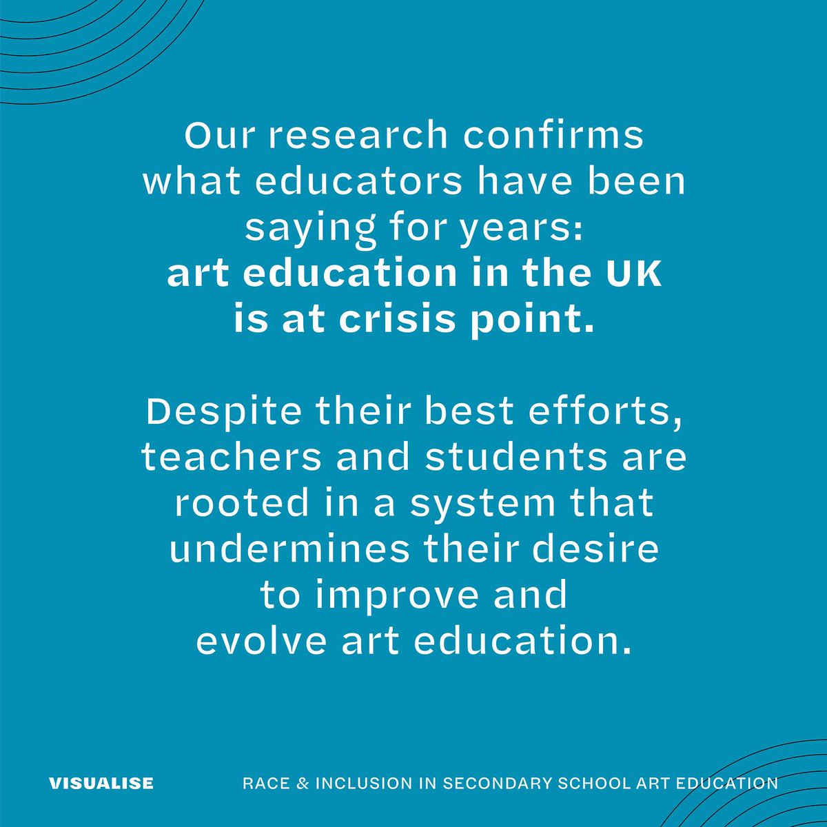 This new important #Visualise report from @FreelandsF @RunnymedeTrust examines the current state of race and inclusion in art education in England. Art education is at crisis point, read the report 👉 runnymedetrust.org/visualise