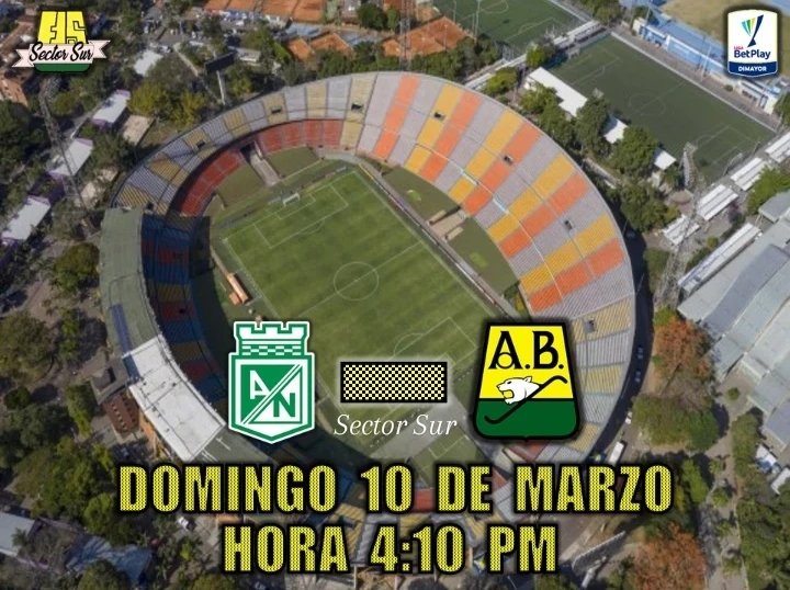 SectorSurCab's tweet photo. 🔰 Programación

🏆 Liga BetPlay 2024-I (Fecha #11)

⚽ Nacional Vs Atlético Bucaramanga

🗓 Domingo 10 de Marzo 
🕟 Hora 4:10 Pm
🏟 Estadio: Atanasio Girardot 

📺 Win +

@ABucaramanga @Dimayor @WinSportsTV @LigaBetPlayD https://t.co/tGDwidcwZV