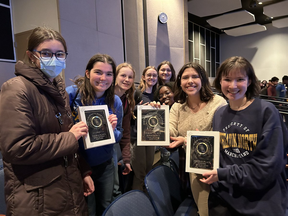 WNMathematics's tweet image. Congratulations to these mathletes on a great performance at NSML conference. Sophomores - 1st place, Juniors - 2nd place, and team overall 3rd place. Great job, Falcons!!!