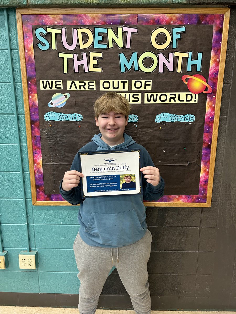 March student of the month for HMS! Congrats!
