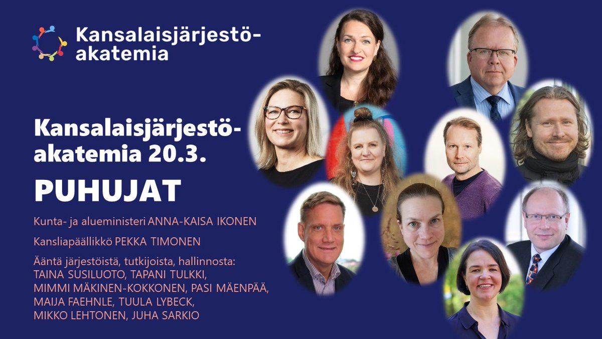 📢Kansalaisjärjestöakatemia 20.3.! ⏳Ilmoittaudu: link.webropol.com/s/kansalaisjar…… 🔗Infoa: avoinhallinto.fi/verkostot/kans… @Kansalaisareena,@MLL_fi,@Marttaliitto,@NKLry,@Olympiakomitea,@nuorisoala,@Valli_ry,@STEA_fi,@helsinki ,@oikeusmin,@VMuutiset