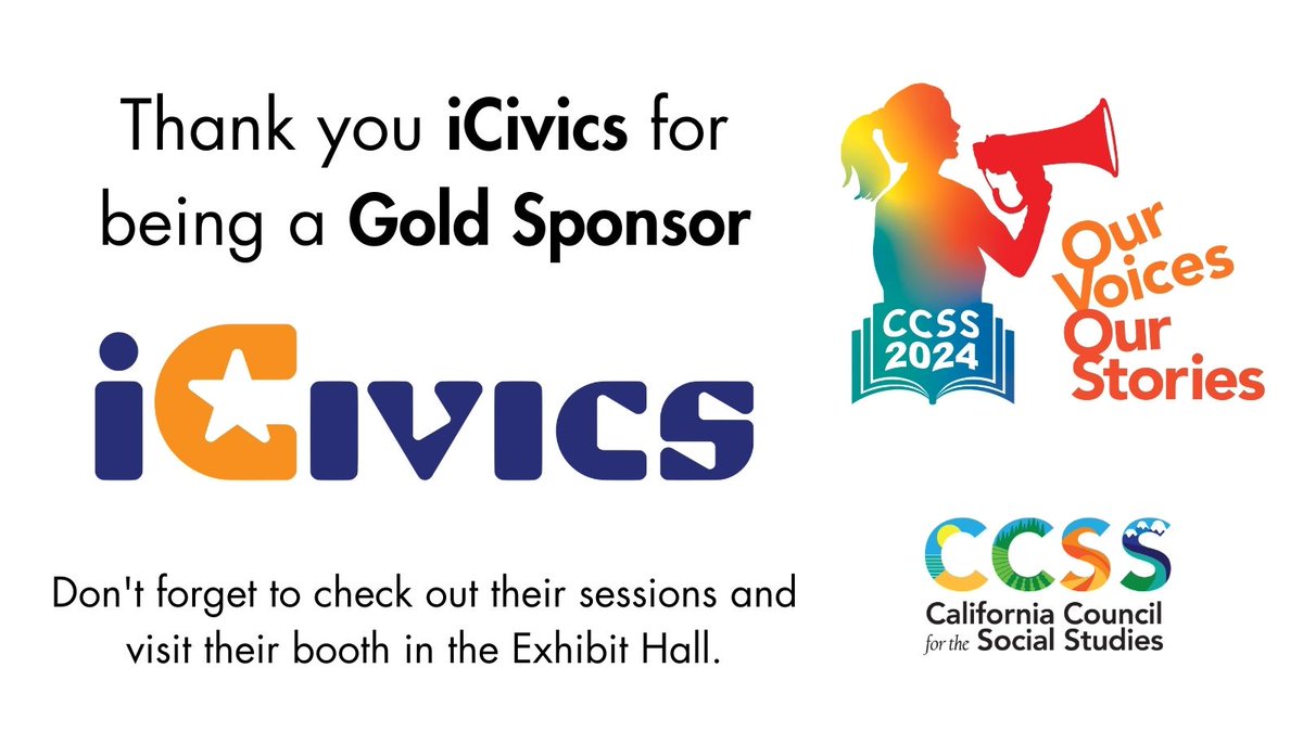 We want to thank @icivics for your continual support of our conference and social studies teachers across the state. Visit them in our exhibit hall and check out all of their sessions. #CCSS24