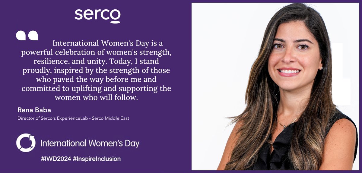 We are celebrating #IWD2024 by spotlighting Rena Baba, our Director of Serco's ExperienceLab in the Middle East. She leads a team of experience designers who specialise in optimising products and services, enhancing customer experiences, and driving innovation.