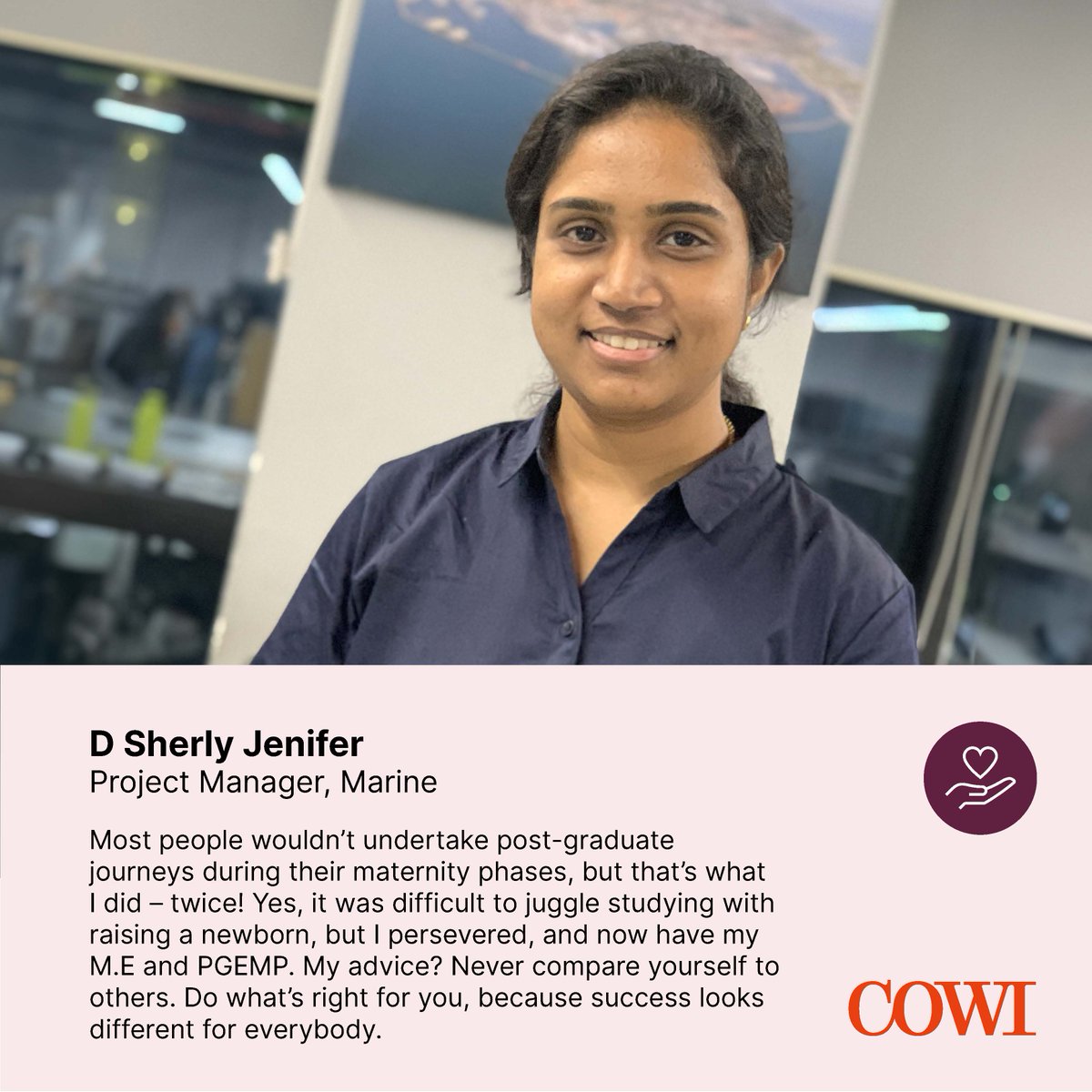 Meet D Sherly Jenifer, Project Manager from our Marine team: #IWD2024 #WeareCOWI