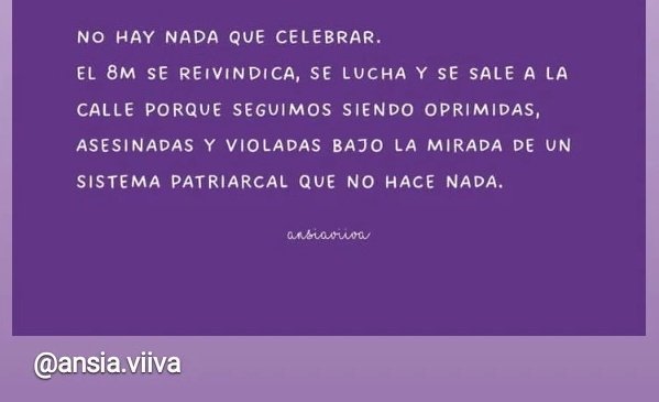8M💜 
Que la lucha que llevamos no se termine ✊