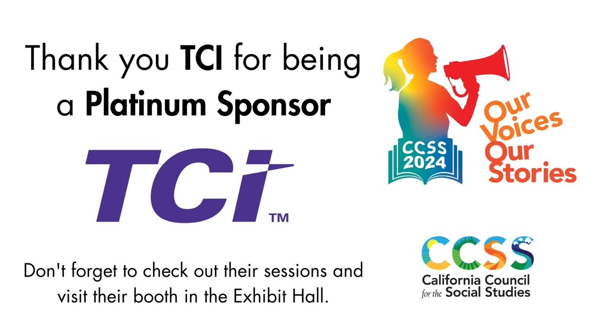 We want to thank @TeachTCI for your continual support of our conference and social studies teachers across the state. Visit them in our exhibit hall and check out all of their sessions. #CCSS24