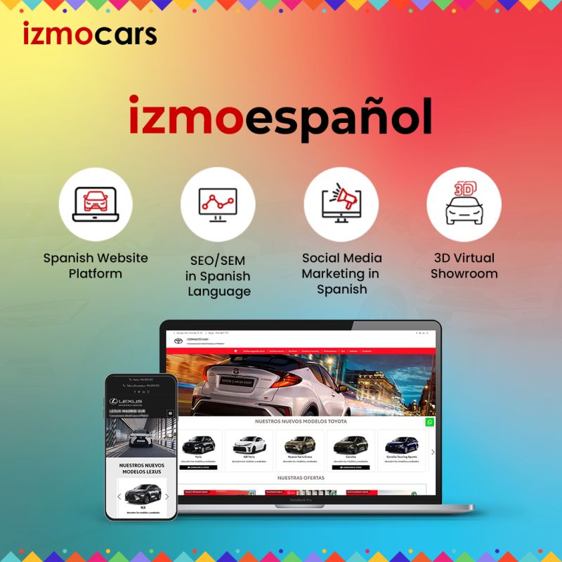 Dealers, Seize the Hispanic Early Mover Advantage with izmoespañol. Now drive more customer engagement and higher website traffic with Spanish only - website, marketing campaigns and SEO/SEM. Know more bit.ly/3I9rS00 #spanish #hispanic #spanishlanguage #autodealership