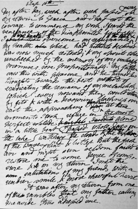 Today's picture: for #InternationalWomensDay, a woman whose work changed the world. The first page of Frankenstein in Mary Shelley's hand