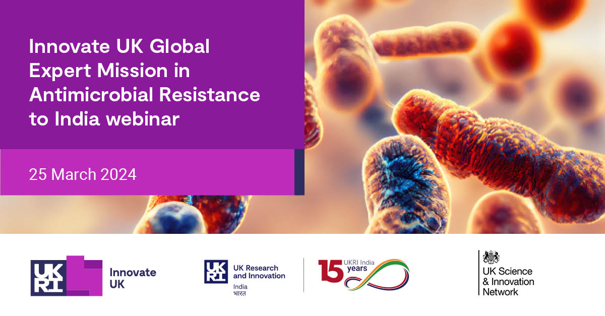 IUK_Global's tweet photo. 🇬🇧🇮🇳 Are you interested in #AMR? Join us on 25 Mar 10-12 GMT 3:30-5:30 IST to learn valuable insights on potential markets for collaboration from @innovateuk #GlobalExpertMission to India #IndiaAMRGEM

@UKRI_India @UKSINet @UKinIndia

https://t.co/6fGxsaP6zk https://t.co/liStaRlcPZ