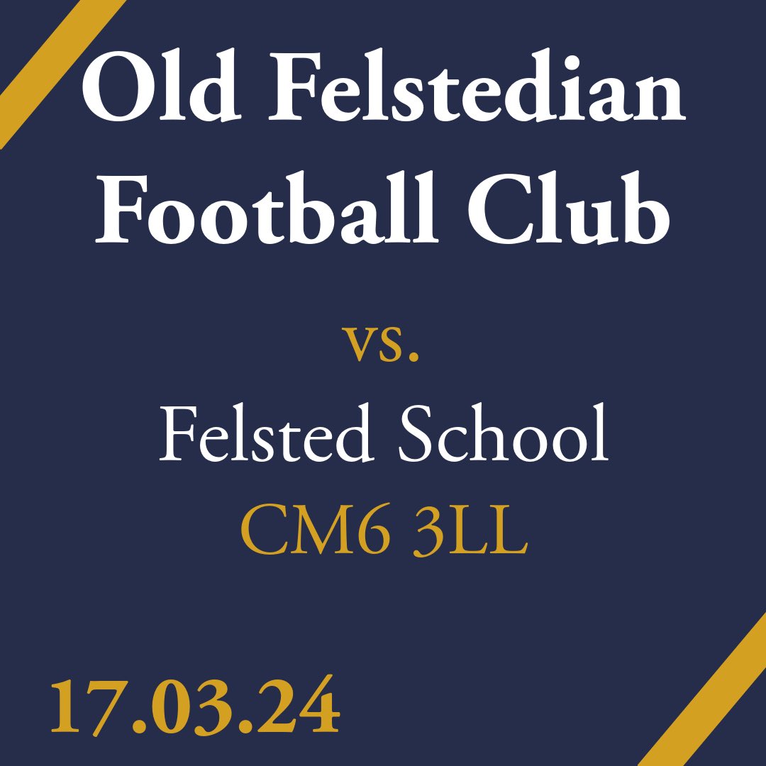 Old Felstedians FC (@felstedoffc) on Twitter photo π
17.03.24
β° 11:00
πFelsted School
<a href="/FelstedOFFC/">Old Felstedians FC</a> vs. <a href="/FelstedSchool/">Felsted School</a>
OFFC are always welcoming new OFs to the football club, please email info@offc.uk π² π
17.03.24
β° 11:00
πFelsted School
<a href="/FelstedOFFC/">Old Felstedians FC</a> vs. <a href="/FelstedSchool/">Felsted School</a>
OFFC are always welcoming new OFs to the football club, please email info@offc.uk π²
