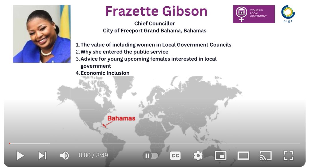 CLGF (@clgf_news) on Twitter photo The experience of local leaders is key! Listen to the experience of Frazette Gibson, Chief Councillor for the City of Freeport, Grand Bahama, Bahamas & CLGF Board Member. #IWD24 #ComWLG #Localgov #SDG5
<a href="/frazetteb/">Frazette Gibson</a> <a href="/JanineXavierCr1/">Janine Xavier-Cross</a> <a href="/CLGFSG_LSLACK/">Lucy Slack</a>
youtube.com/watch?v=YwFmMs… The experience of local leaders is key! Listen to the experience of Frazette Gibson, Chief Councillor for the City of Freeport, Grand Bahama, Bahamas & CLGF Board Member. #IWD24 #ComWLG #Localgov #SDG5
<a href="/frazetteb/">Frazette Gibson</a> <a href="/JanineXavierCr1/">Janine Xavier-Cross</a> <a href="/CLGFSG_LSLACK/">Lucy Slack</a>
youtube.com/watch?v=YwFmMs…