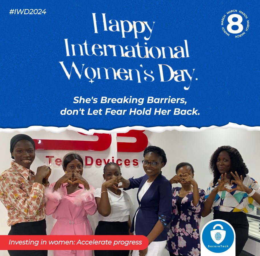 SecureTechNig's tweet photo. This #InternationalWomensDay, invest in her security and watch her soar. When women are empowered, progress accelerates.
Happy International Women's Day!
#IWD2024 #InvestInWomen https://t.co/mYT6bXrWRL