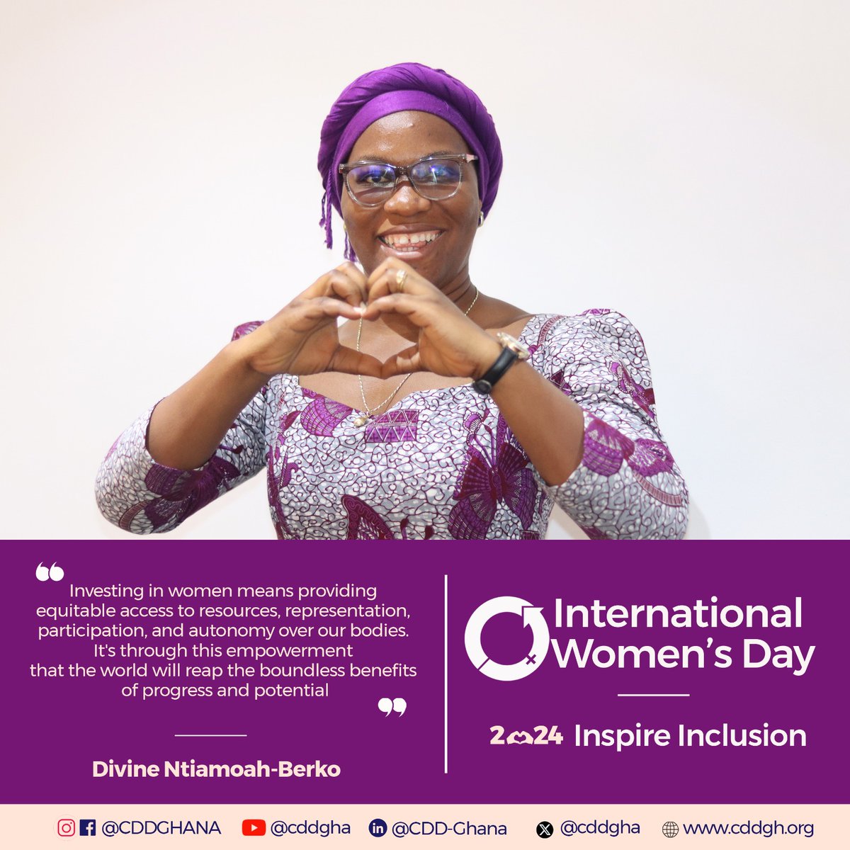 CDDGha's tweet photo. True inclusion is about creating a sense of community where everyone feels seen, heard, and appreciated. Let's inspire change together.
Happy International Women’s Day! 
#InspireInclusion
#IWD2024 
#WomensMonth 
@ANDYKWAKUM13701