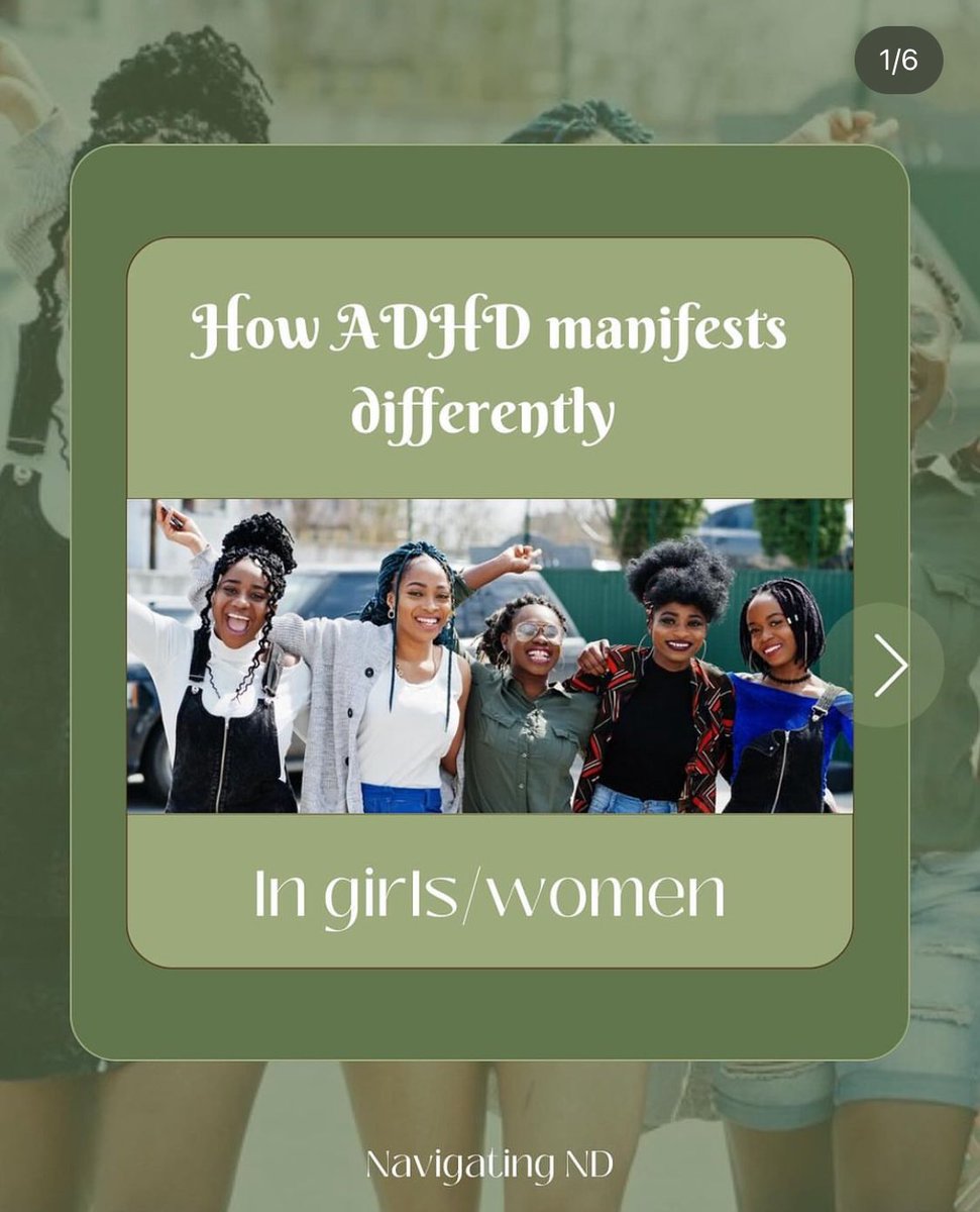 nd_navigating's tweet photo. How ADHD manifest differently in Girls/Women.
#NavigatingND #ADHD #ADHDinWomen #ADHDinGirls https://t.co/emtLhTp7pw