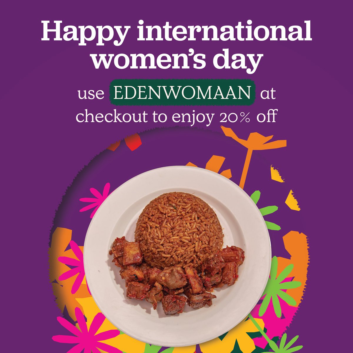 Happy International Women’s day !🎊💜

Enjoy 20% off on all your favorite Homemade meals when you use EDENWOMAAN at checkout.

Click this link ouredenlife.com/homemade to start shopping 😉

#inspireinclusion2024 
#FlourishwithEden